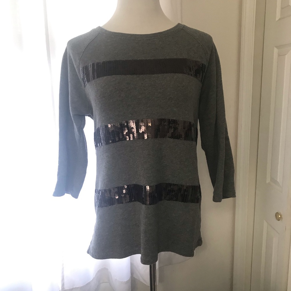 Loft Sequin Striped Sweatshirt